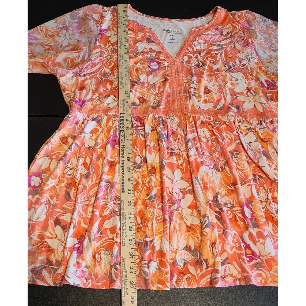 Torrid 3X Babydoll Fabric Mix Floral Super Soft Balloon Chiffon Sleeve Top Boho - Picture 13 of 16